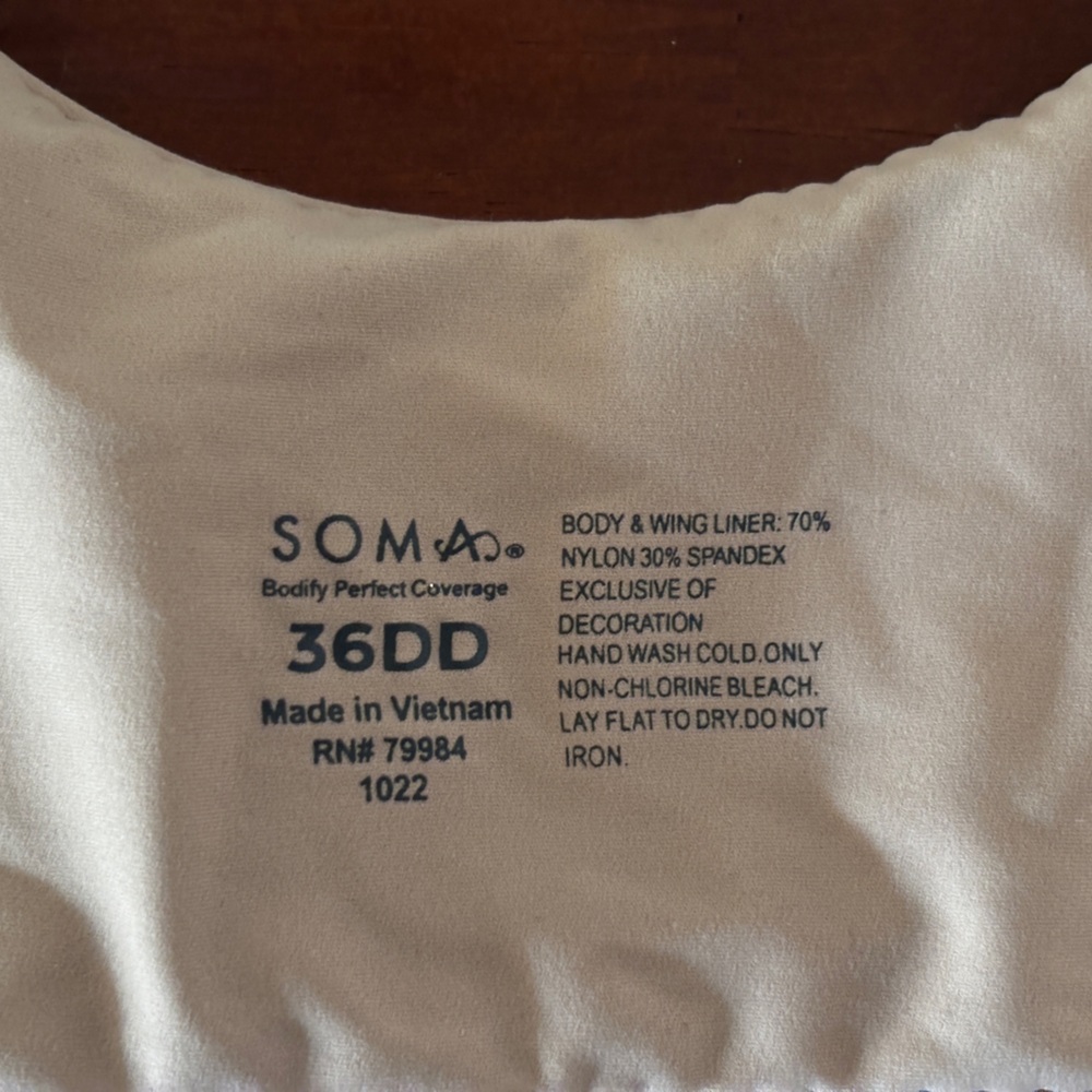 Soma Tan Smooth Microfiber Bra Intimates 36 DD Beige Body Perfect Co - Picture 5 of 5